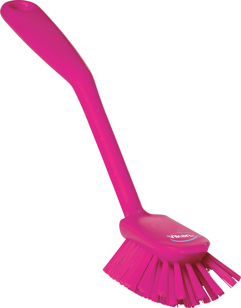 Vikan Medium Bristle Pink Scrubbing Brush, 23mm bristle length, PET bristle material