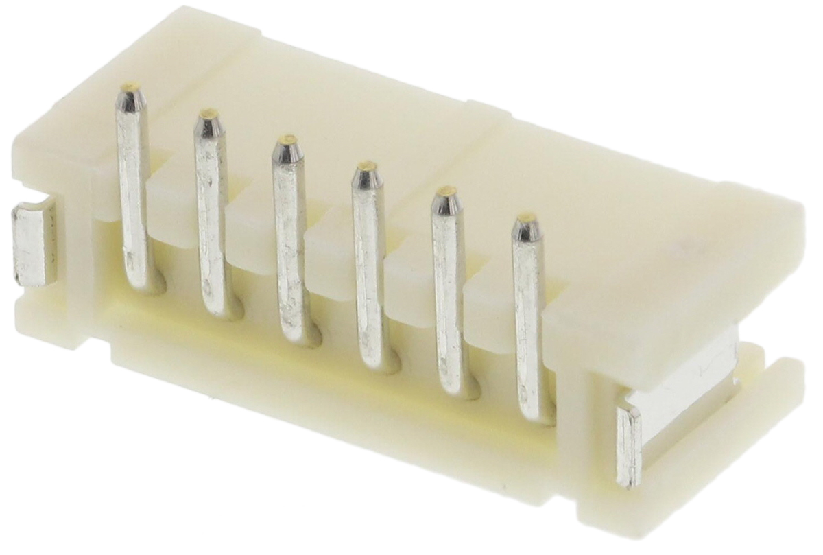 JST ZH Series Top Entry Surface PCB Header, 6 Contact(s), 1.5 mm Pitch, 1 Row, Shrouded