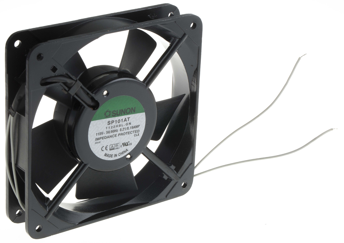Sunon SP Series Axial Fan, 115 V ac, AC Operation, 109m³/h, 18W, 190mA Max, 120 x 120 x 25mm