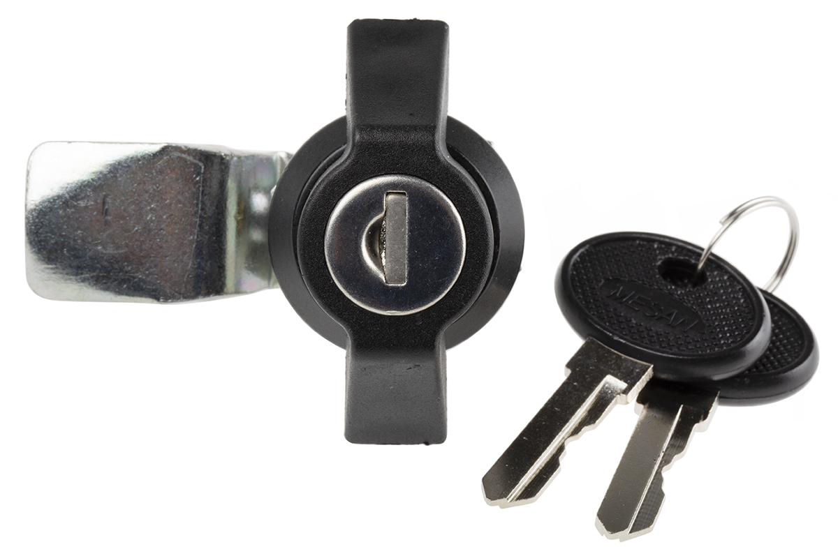 RS PRO Black Cabinet Lock, 8.5mm Panel-to-Tongue, 22.2 x 20.2mm Cutout, Key Unlock