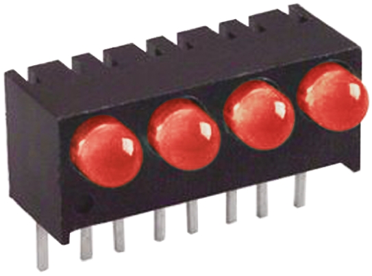 Dialight 551-1107-004F, Red Right Angle PCB LED Indicator, 4 LEDs, Through Hole 1.7 V