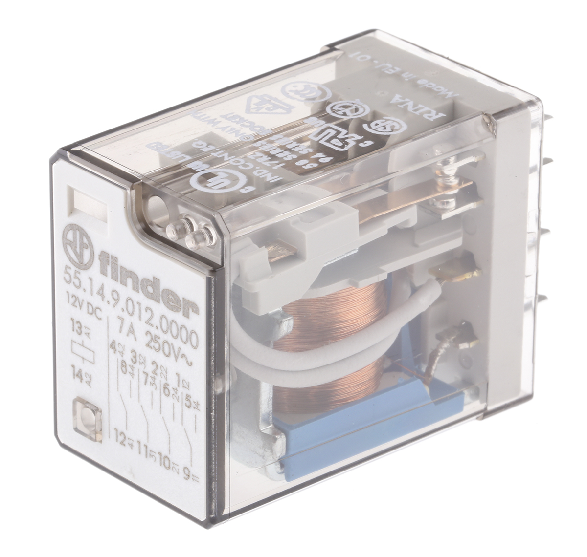 Finder PCB Mount Power Relay, 12V dc Coil, 7A Switching Current, 4PDT