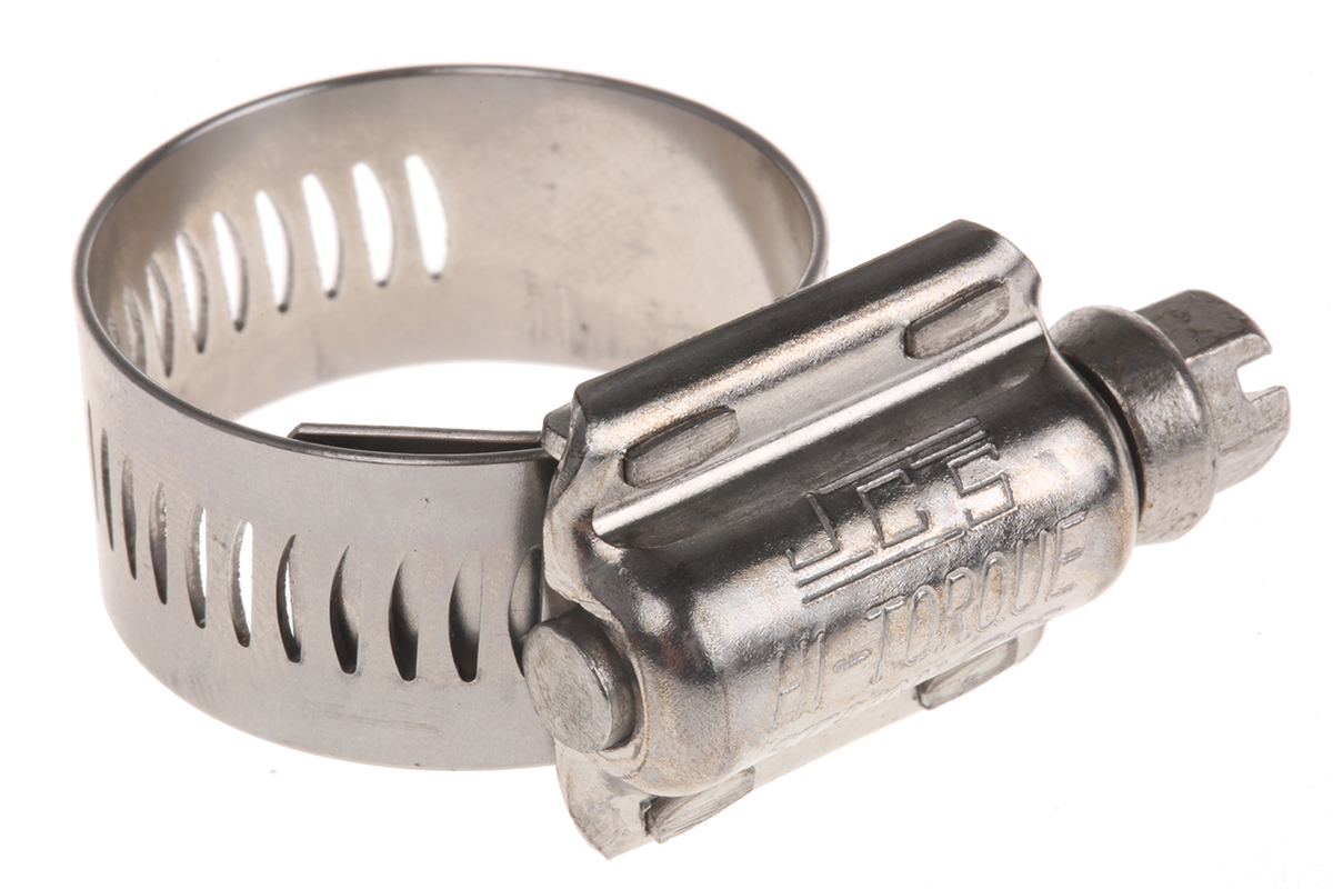 HI-TORQUE Stainless Steel Slotted Hex Worm Drive, 16mm Band Width, 20 → 30mm ID