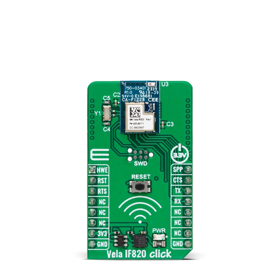 MikroElektronika Vela IF820 Click Sensor Add-On Board Add On Board for Bluetooth Module with Antenna Industrial