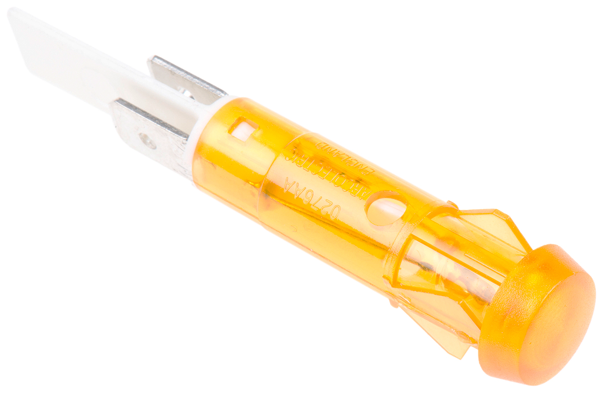 Arcolectric (Bulgin) Ltd 0276 Series Orange Neon Panel Mount Indicator, 230V ac, 9.5mm Mounting Hole Size, Solder Tab