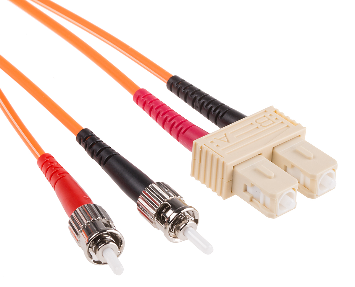 RS PRO ST to SC Duplex Multi Mode OM2 Fibre Optic Cable, 50/125μm, Orange, 10m