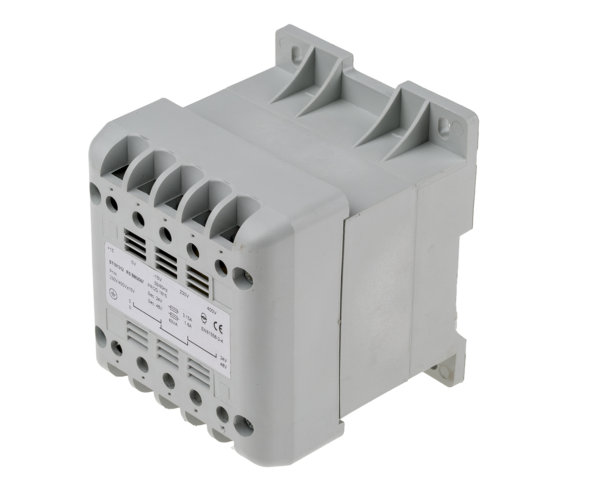RS PRO 63VA DIN Rail Transformer, 400V ac Primary, 24V ac Secondary