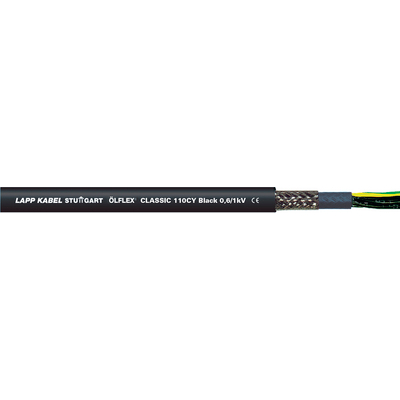 Lapp OLFLEX CLASSIC 110 Power Cable, 7 Cores, 1 mm² CSA, Screened, 100 m, Black Polyvinyl Chloride Sheath