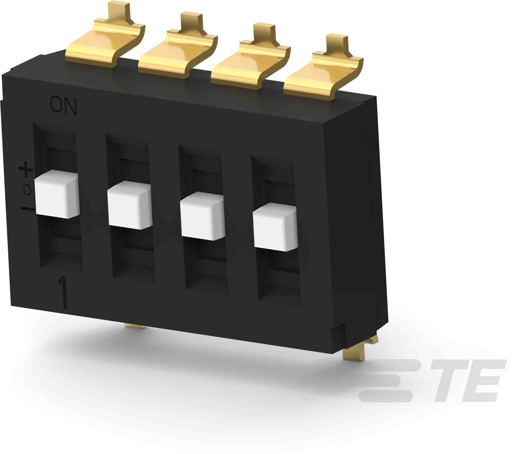 TE Connectivity 4 Way Surface Mount DIP Switch SPTT, Raised Actuator