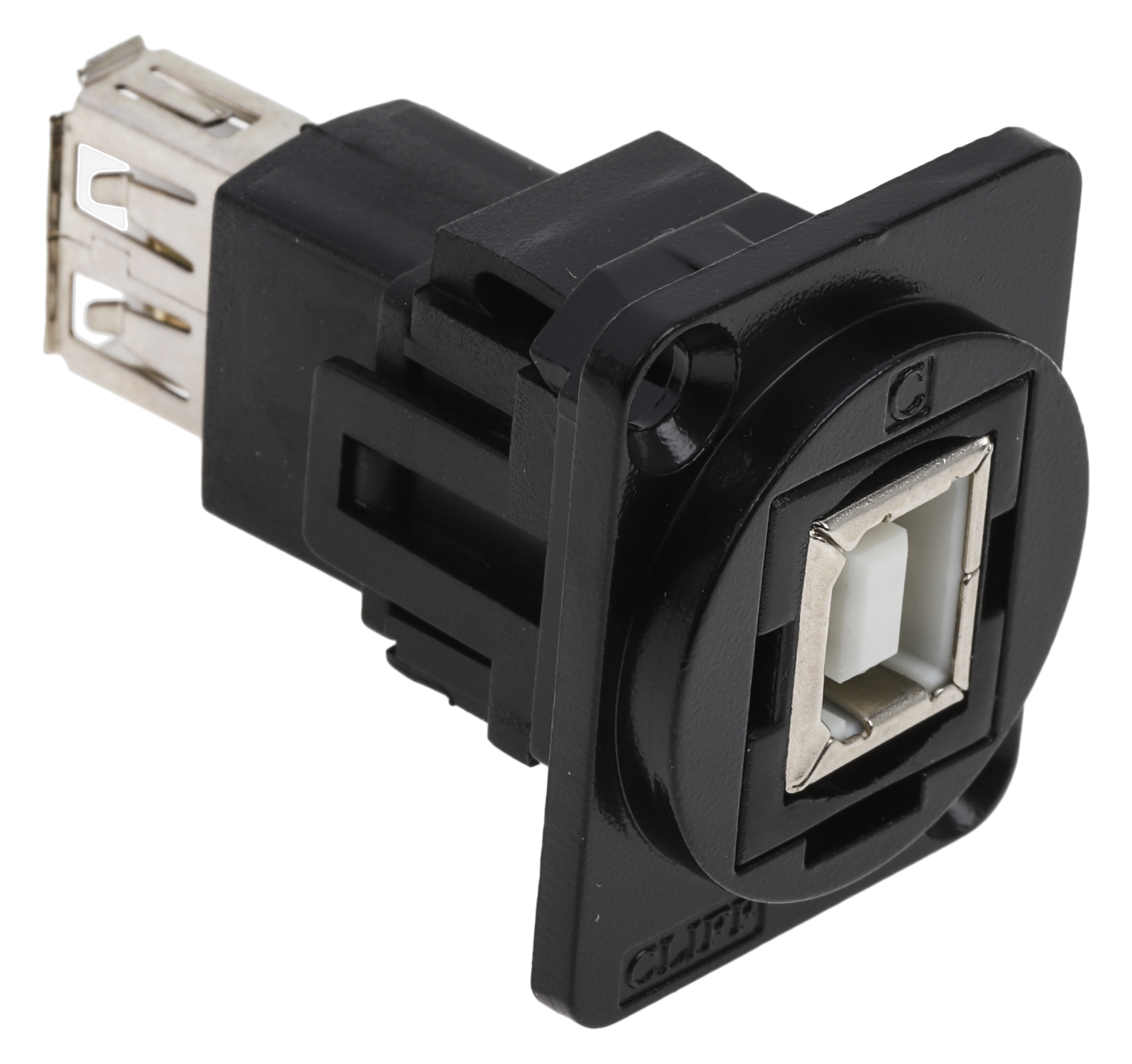 RS PRO Straight, Panel Mount, Socket to Socket- Dual Port Type B to A 2.0 USB Connector