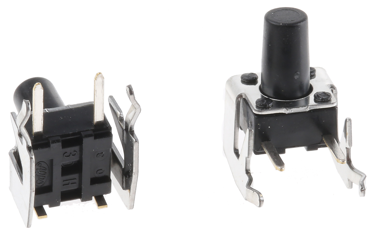 Alps Alpine Black Keyboard Switch, SPST 50 mA @ 12 V dc 5.8mm Snap-In