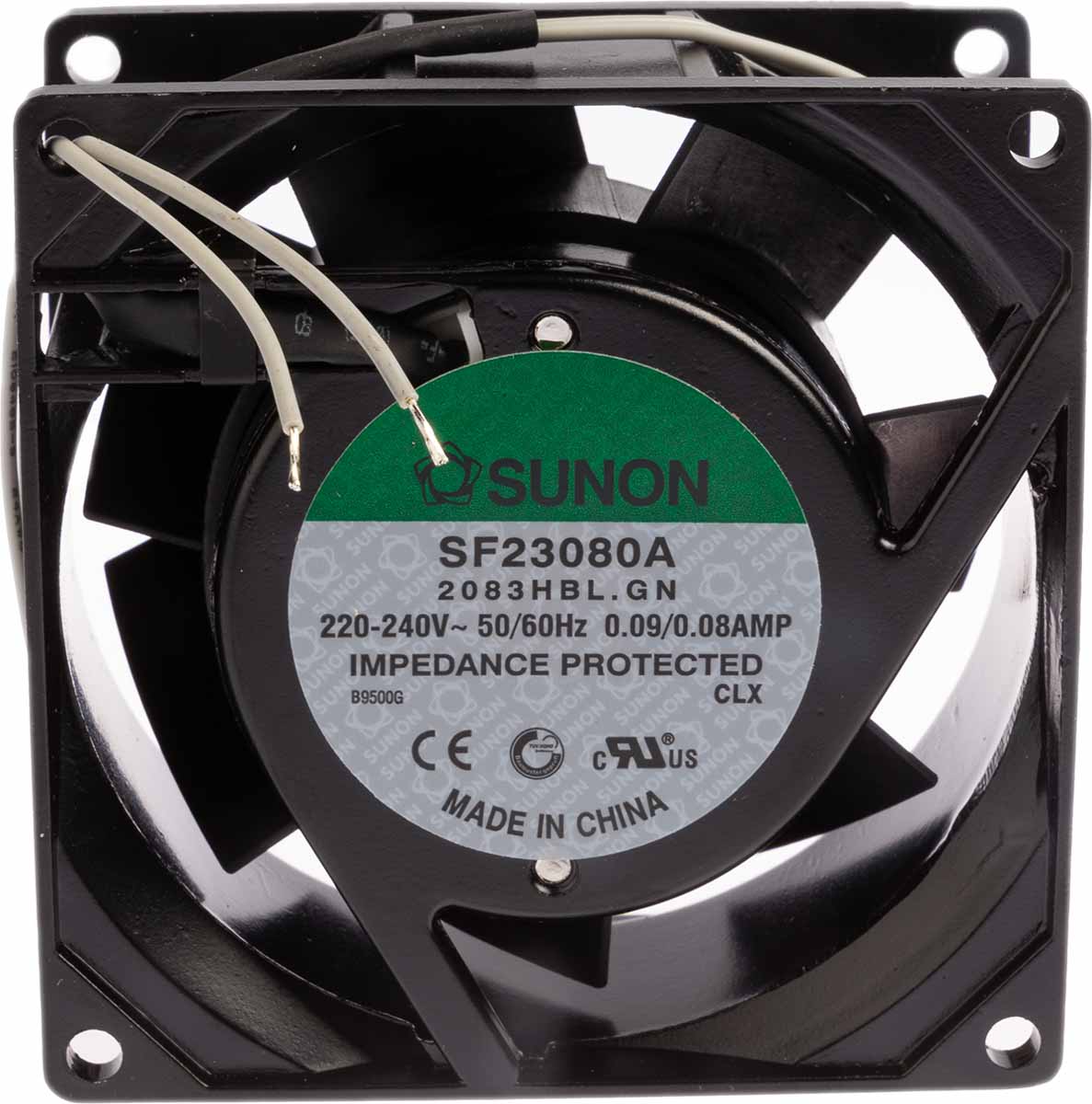 Sunon SF Series Axial Fan, 230 V ac, AC Operation, 40.8m³/h, 18W, 90mA Max, 80 x 80 x 38mm