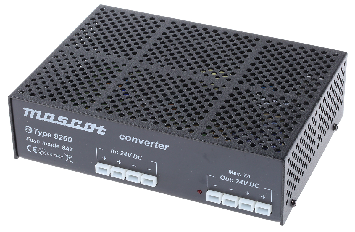 Mascot DC-DC Converter, 24V dc/ 16A Output, 18 → 32 V dc Input, 210W, Mounting Bracket, +25°C Max Temp -20°C Min