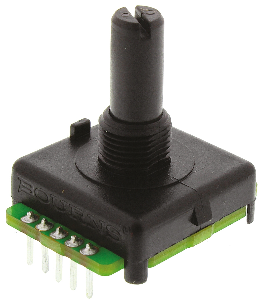 Bourns 128 Pulse Absolute Mechanical Rotary Encoder with a 6.35 mm Plain with Slot Shaft (Not Indexed), Bracket Mount