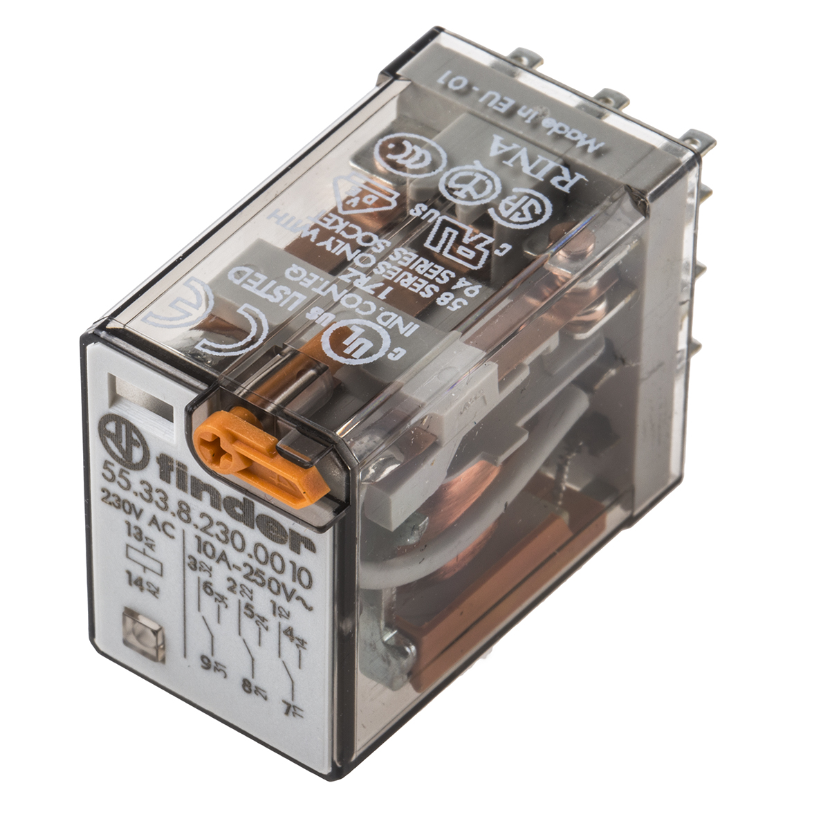 Finder Plug In Relay, 230V ac Coil, 10A Switching Current, 3PDT