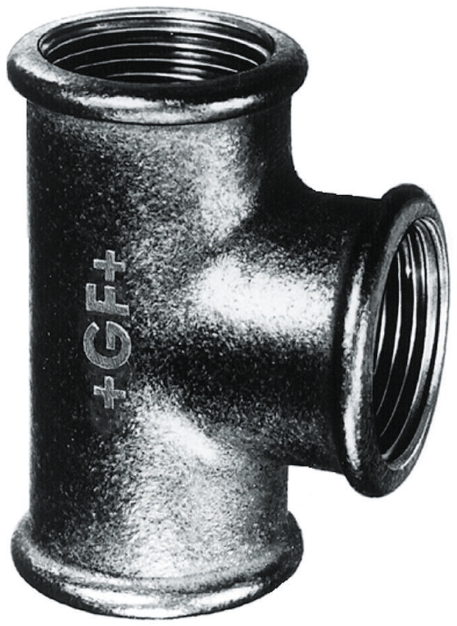Georg Fischer Black Oxide Malleable Iron Fitting Tee, Female BSPP 1-1/2in to Female BSPP 1-1/2in to Female BSPP 1-1/2in