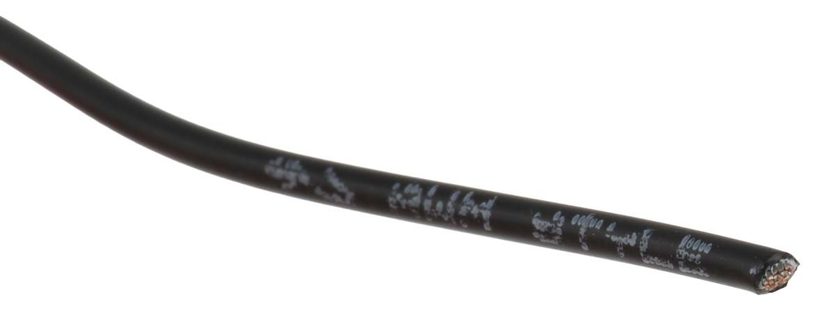 TE Connectivity FlexLite Series Black 1 mm² Equipment Wire, 17 AWG, 19/0.25 mm, 100m, Polyolefin Insulation,