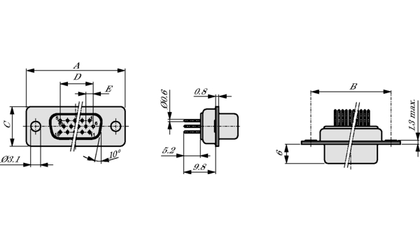 Deltron Connectors HD 15 Way Free Hanging (In-Line) D-sub Connector Socket, 2.74mm Pitch