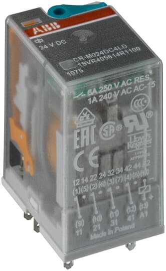 ABB CR-M Series Interface Relay, DIN Rail Mount, 24V dc Coil, 4CO (SPDT), 6A Load