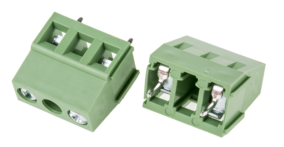 RS PRO PCB Terminal Block, 2-Contact, 10mm Pitch, Through Hole Mount, 1-Row, Screw Termination