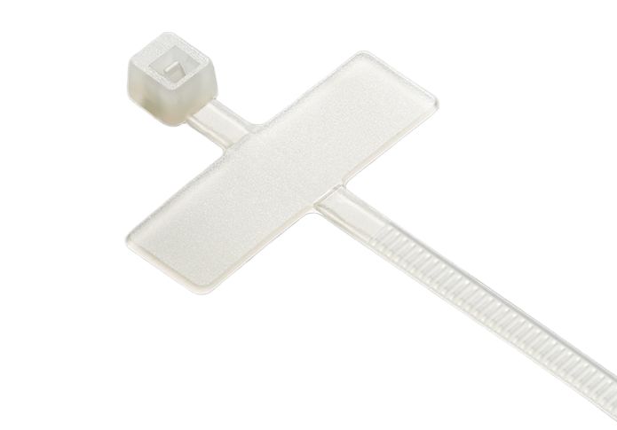 RS PRO Cable Ties, 200mm x 2.5mm, Natural Nylon, Pk-100