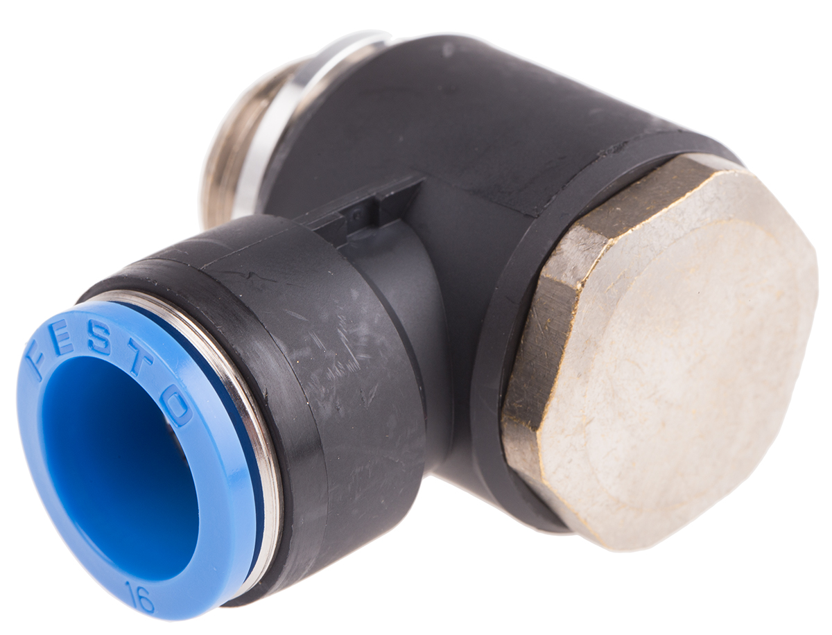 Festo QS Series Elbow Threaded Adaptor, G 1/2 Male to Push In 16 mm, Threaded-to-Tube Connection Style, 186147