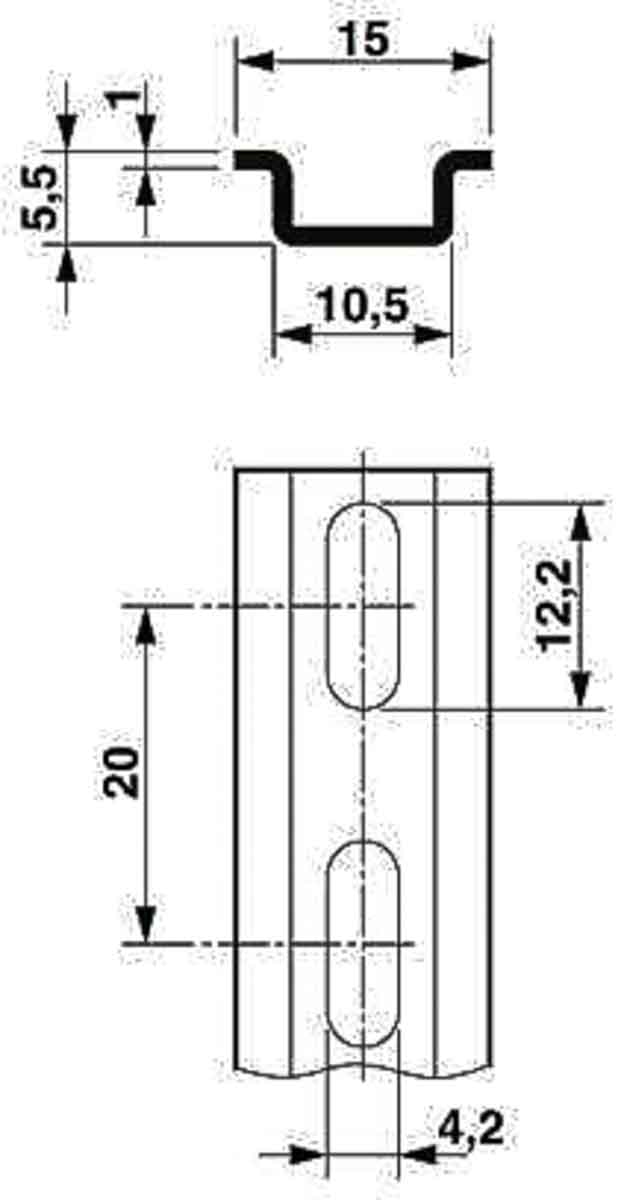 Phoenix Contact Steel Perforated DIN Rail, Mini Top Hat Compatible, 2m x 15mm x 5mm