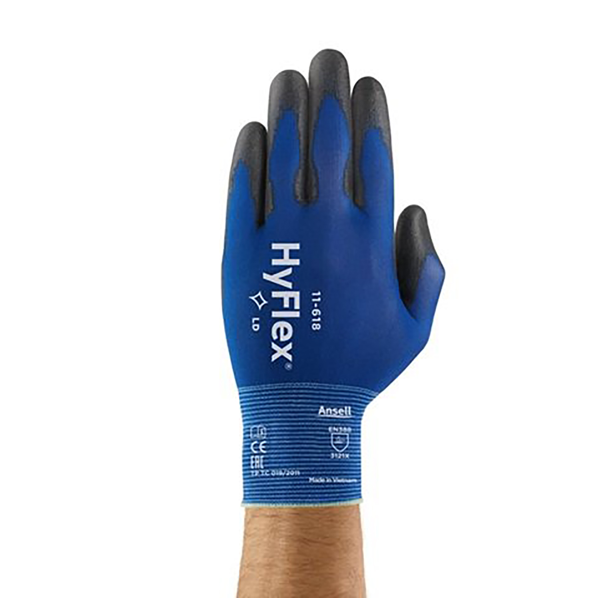 Ansell Hyflex Blue Nylon Nylon Work Gloves, Size 7, Polyurethane Coating