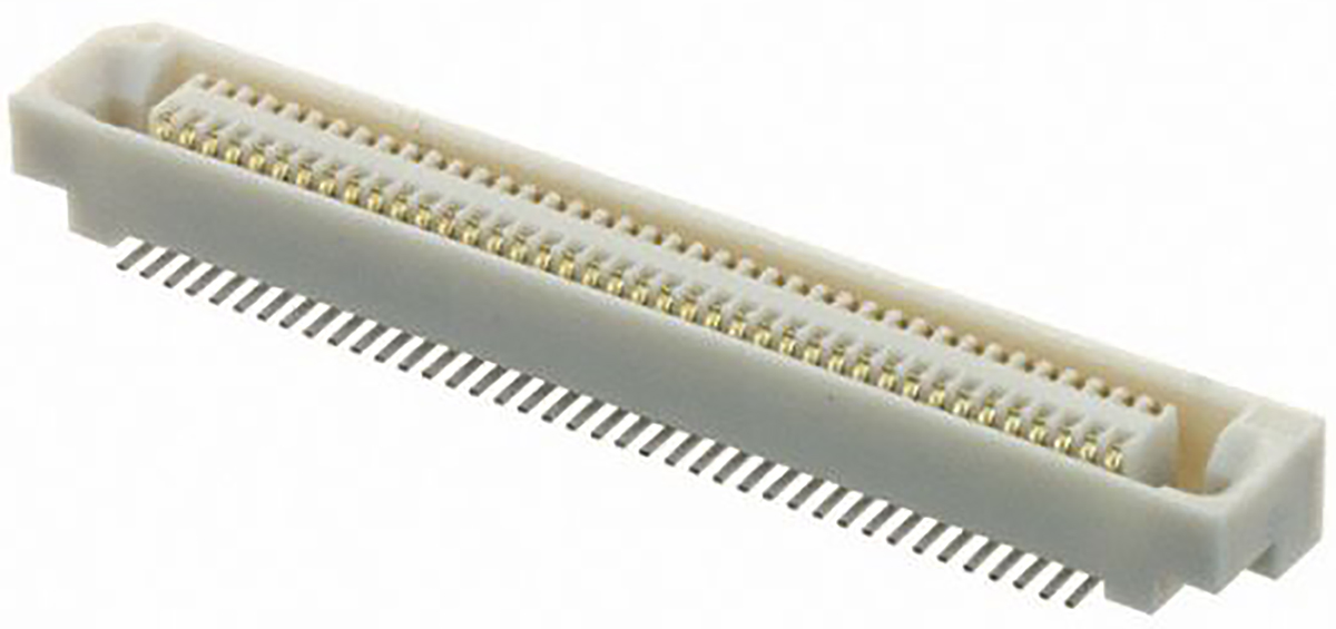 Hirose FX6 Series Straight Surface Mount PCB Socket, 80-Contact, 2-Row, 0.8mm Pitch, Solder Termination