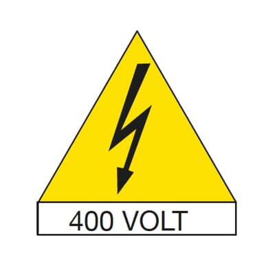 ABB Yellow Plastic Safety Labels, 400V Lightning Flash-Text 125 mm x 50mm