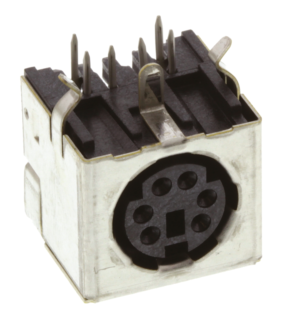 TE Connectivity 6 Pole Right Angle Miniature Din Socket, 1A, 30 V ac, Female, Through Hole