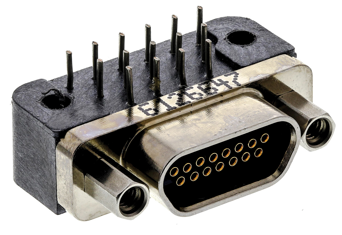 Glenair MWDM 15 Way Right Angle Through Hole D-sub Connector Socket, 2.54mm Pitch