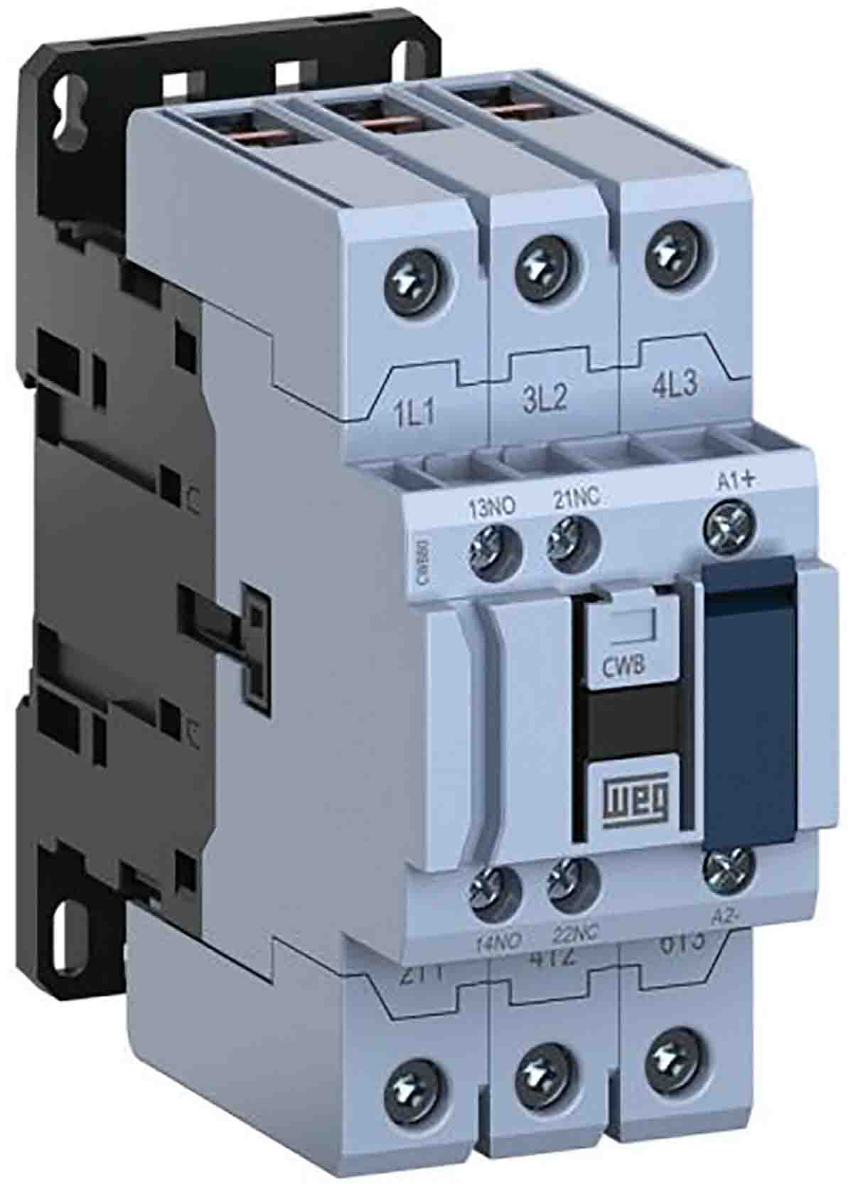WEG CWB Contactor, 24 V dc Coil, 3-Pole, 80 A, 37 kW, 1NO + 1NC
