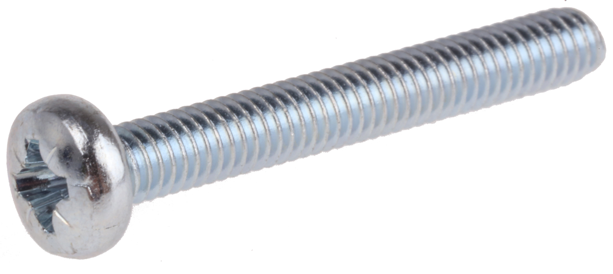 RS PRO Pozi M4 Pan Steel Machine Screws DIN 7985 x 30.0mm
