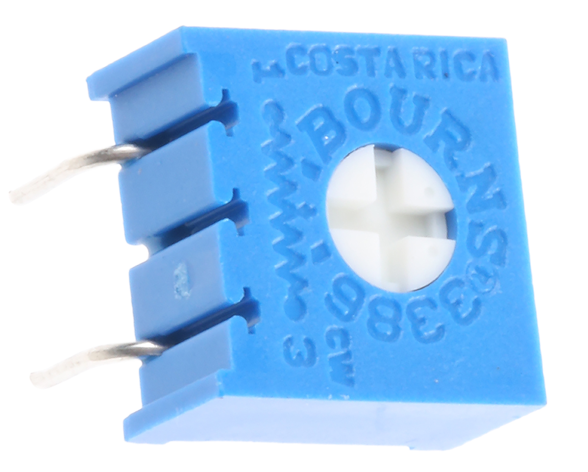 100kΩ, Through Hole Trimmer Potentiometer 0.5W Top Adjust Bourns, 3386