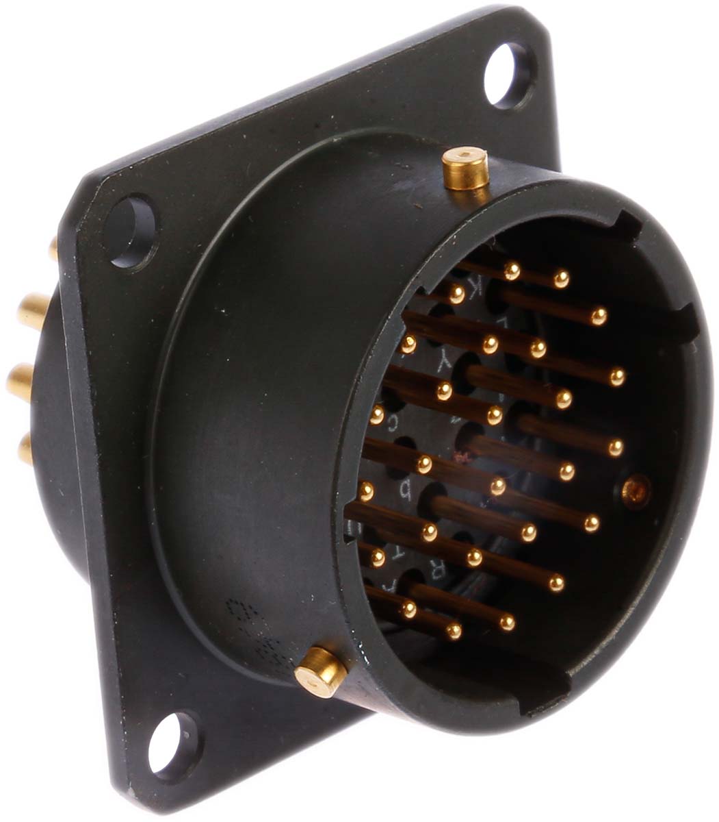 Amphenol Limited, 62GB 26 Way Box Mount MIL Spec Circular Connector ReceptacleOlive, Pin Contacts,Shell Size 16,