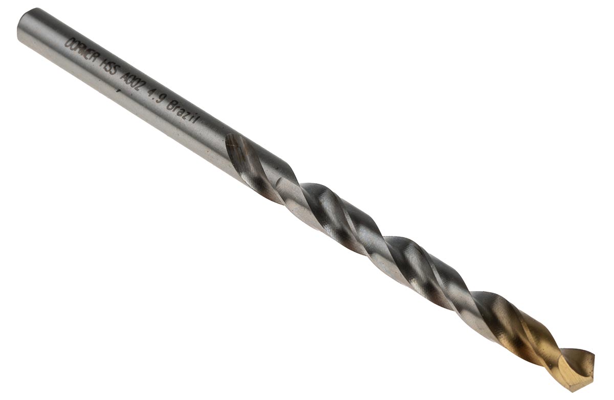 Dormer A002 Series HSS-TiN Twist Drill Bit for Steel, 4.9mm Diameter, 86 mm Overall