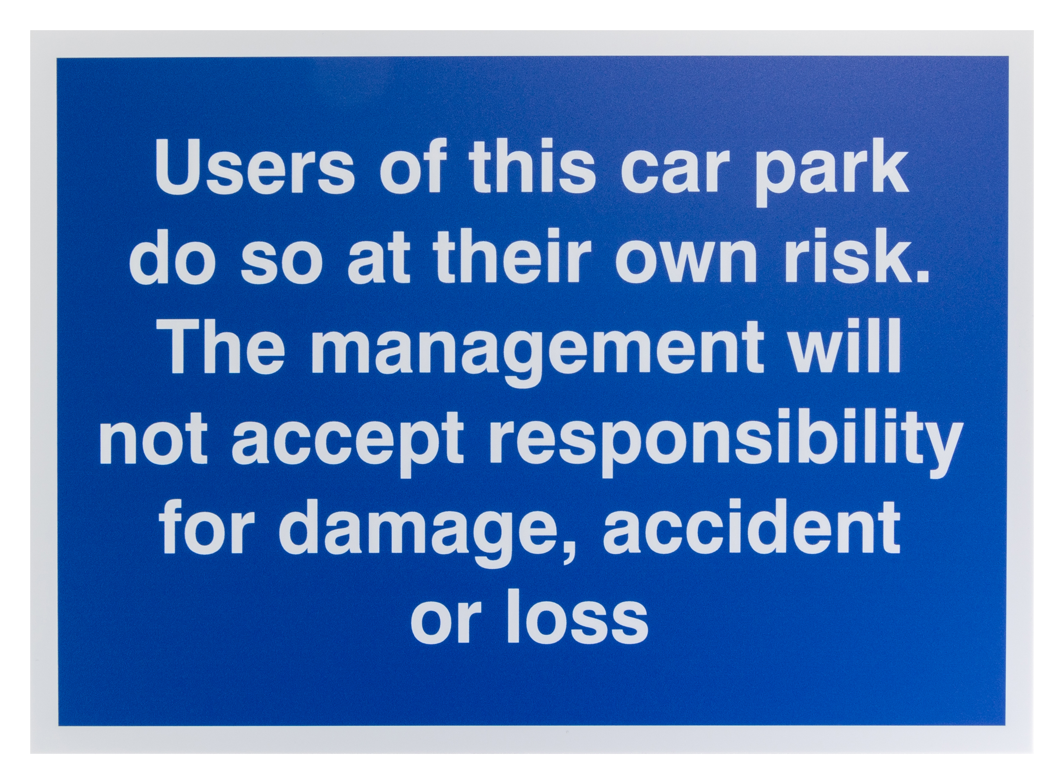 RS PRO Polypropylene Sign Park At Own Risk Sign With English Text