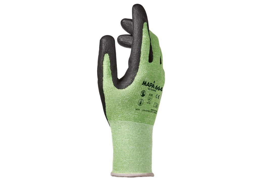 Mapa ULTRANE 664 Green Nitrile Foam Work Gloves, Size 8, Nitrile Foam Coating