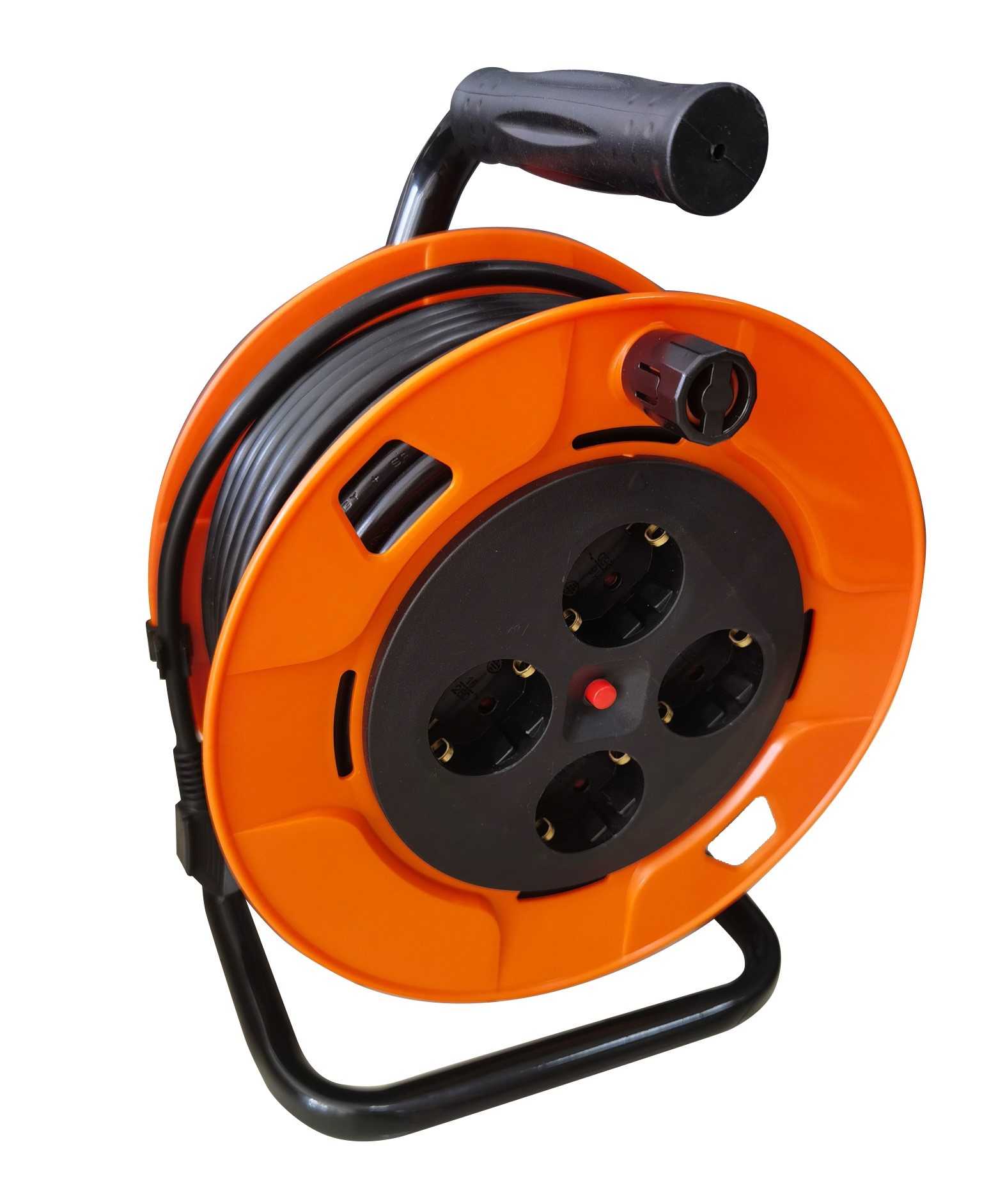 RS PRO 50m 4 Socket Type F - German Schuko Cable Reel Open Reel, 250 V, IP20