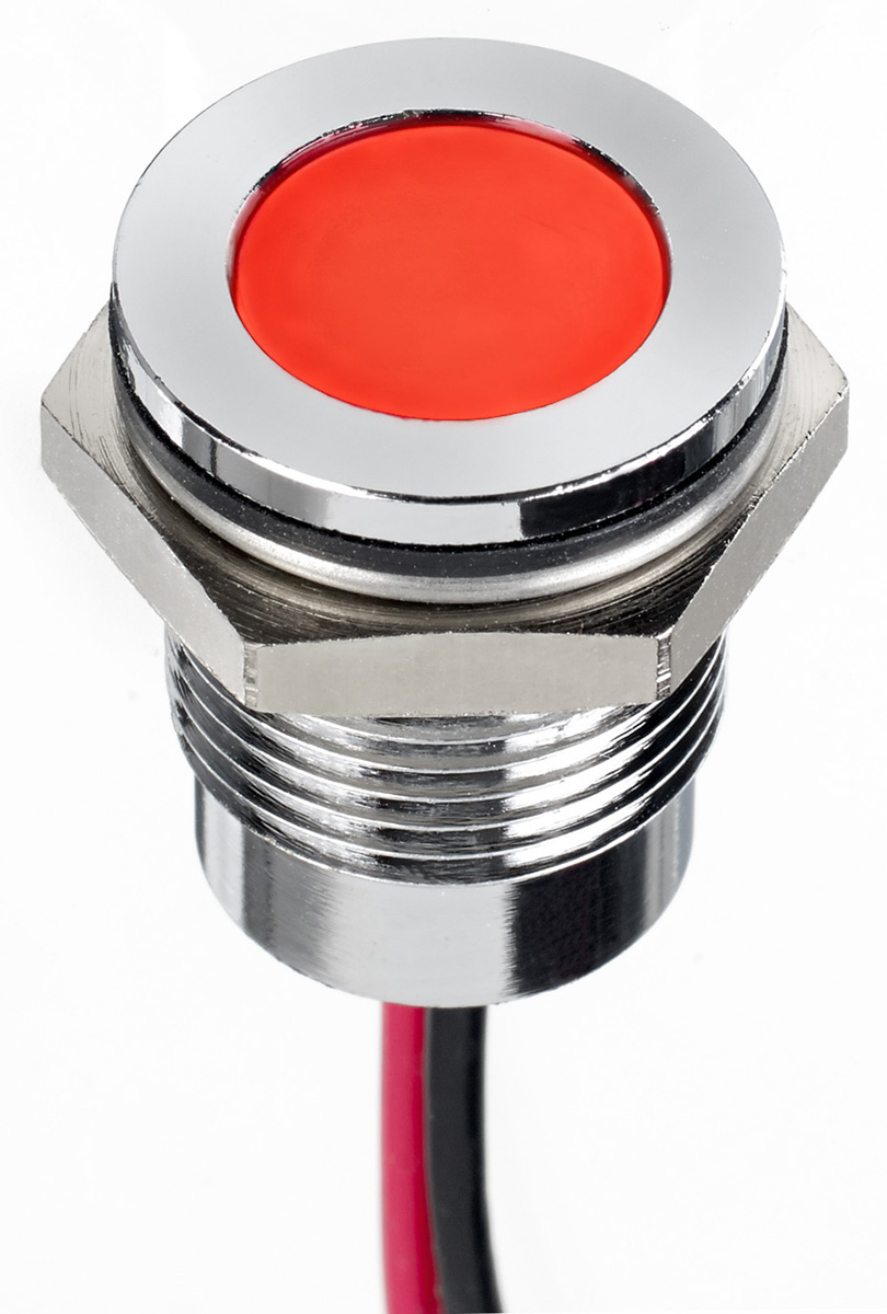 RS PRO Red Panel Mount Indicator, 24V dc, 14mm Mounting Hole Size, Lead Wires Termination, IP67