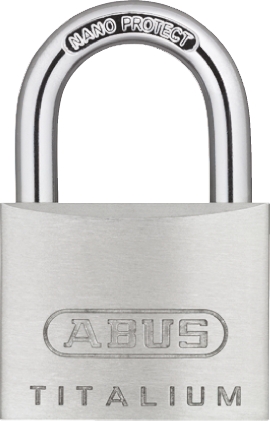 ABUS 64TI Key Weatherproof Titanium Weatherproof Padlock, 6.5mm Shackle, 40mm Body