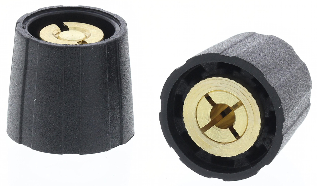 Sifam 15.5mm Black Potentiometer Knob for 3.2mm Shaft Splined, S150125-BLK
