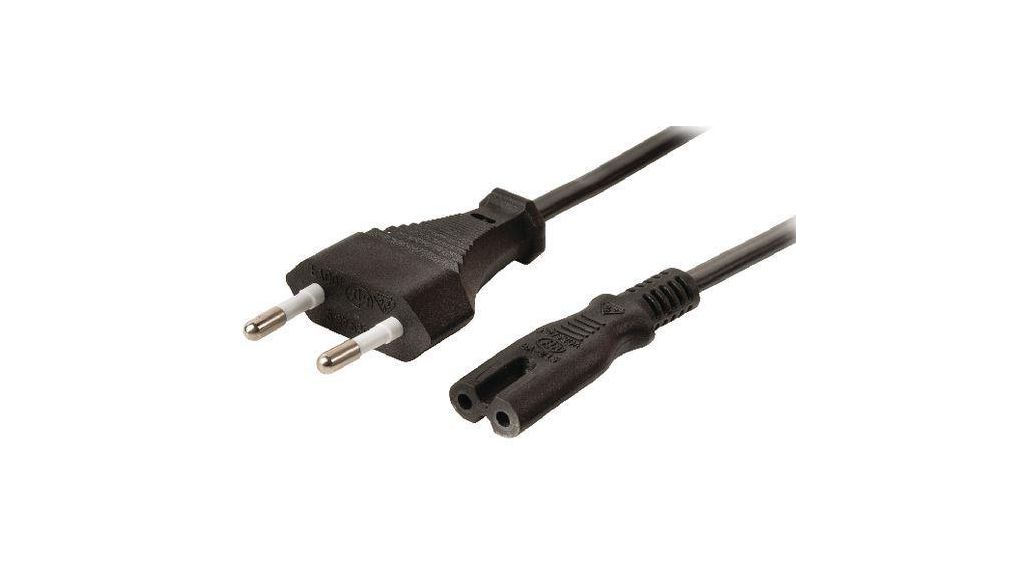 1-Avel Mains 0.75 mm² 2 Core Power Cable, Black Polyvinyl Chloride PVC, 300mm