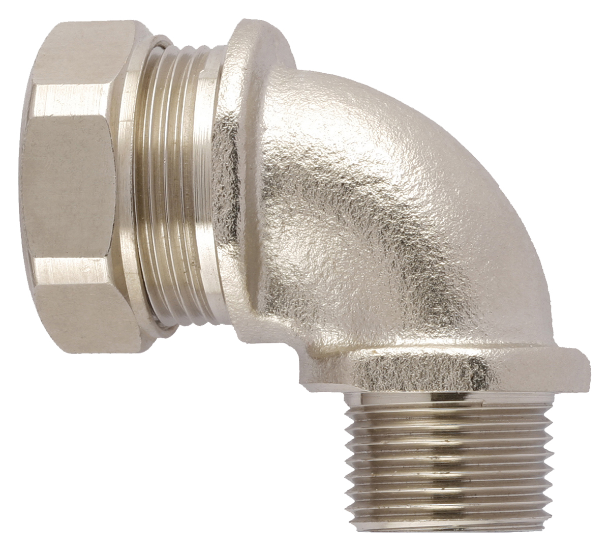 Flexicon 90° Elbow, Conduit Fitting, 25mm Nominal Size, M25, Nickel Plated Brass IP65 rating