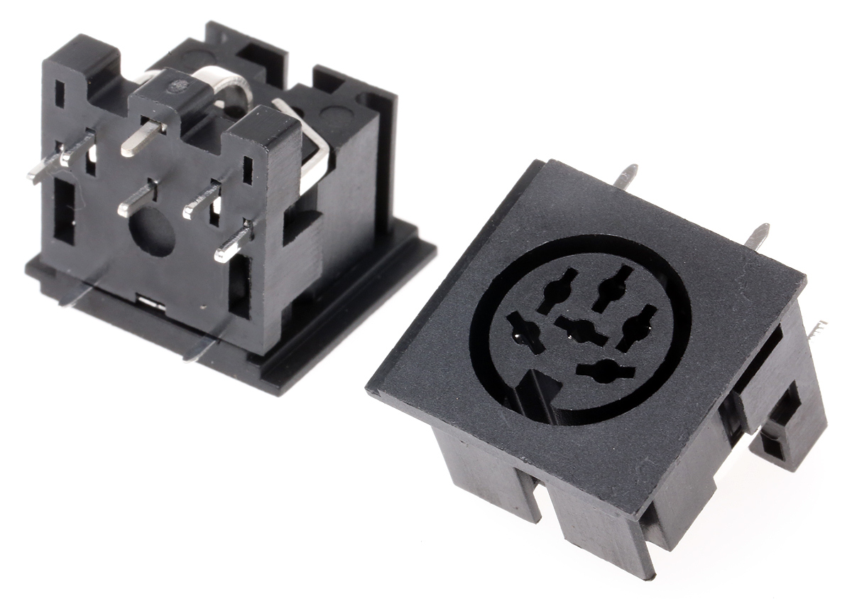 RS PRO 6 Pole Right Angle Din Socket, 2A, 100 V ac, Push-In, Female, Through Hole