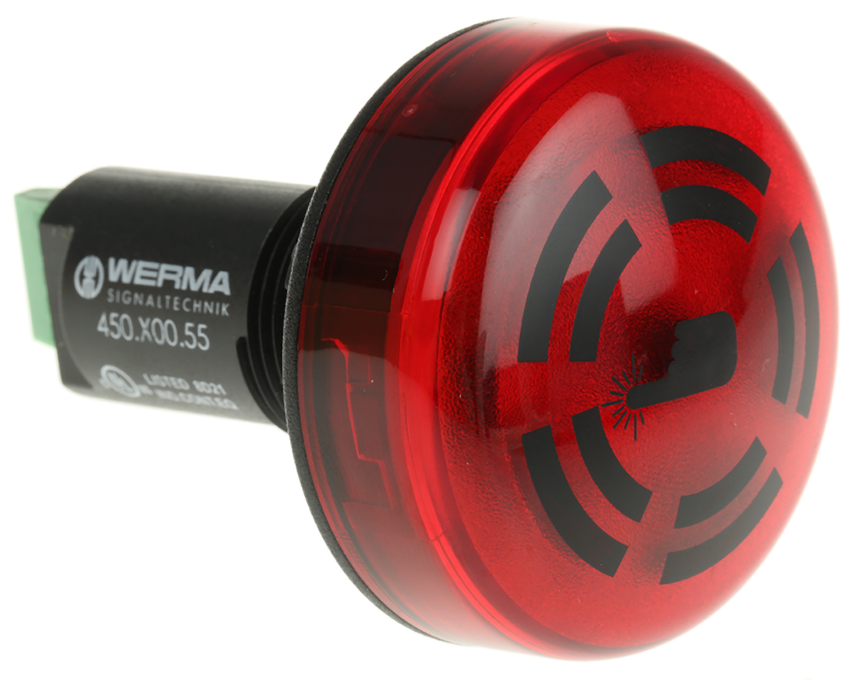 Werma 450 Series Red Buzzer Beacon, 24 V, IP65, Panel Mount, 80dB at 1 Metre