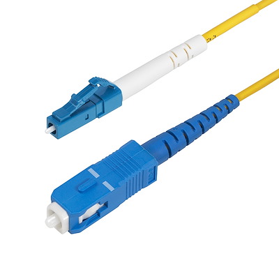 StarTech.com LC to SC Simplex Single Mode OS2 Fibre Optic Cable, Yellow, 2m