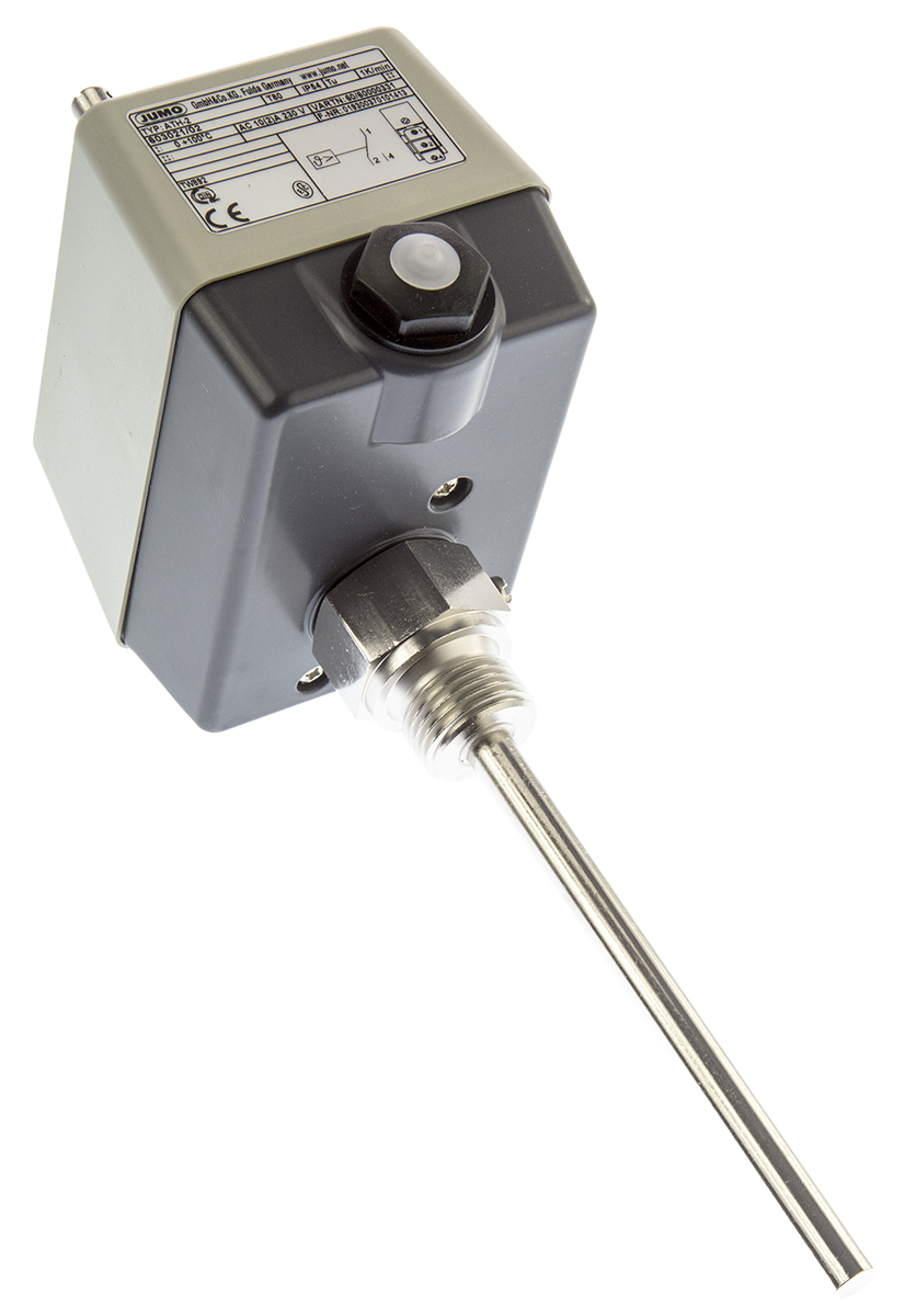 Jumo Capillary Thermostat, +100°C Max, NO/NC, Automatic Reset, Surface Mount