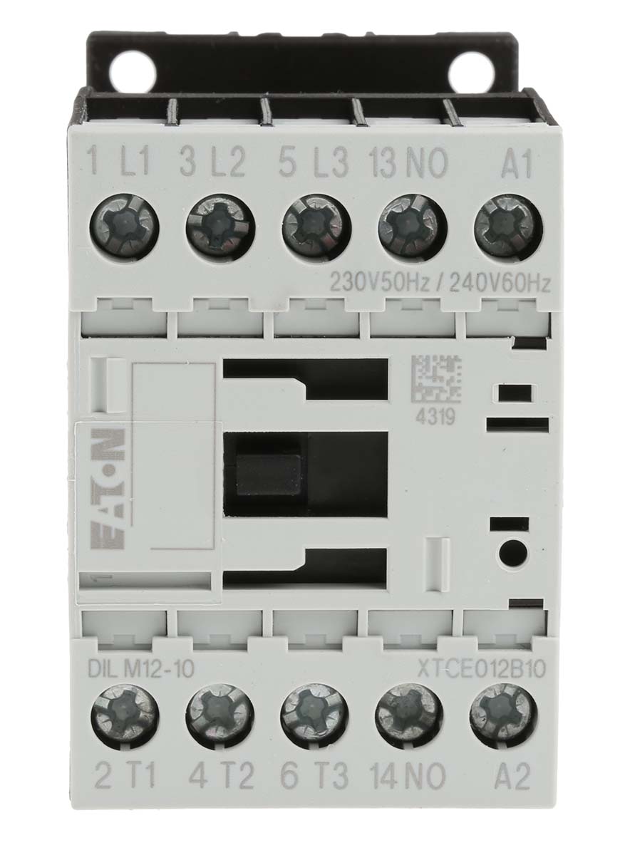 Eaton DILM Contactor, 230 V ac Coil, 3-Pole, 12 A, 5.5 kW 230 V, 3 NO, 400V